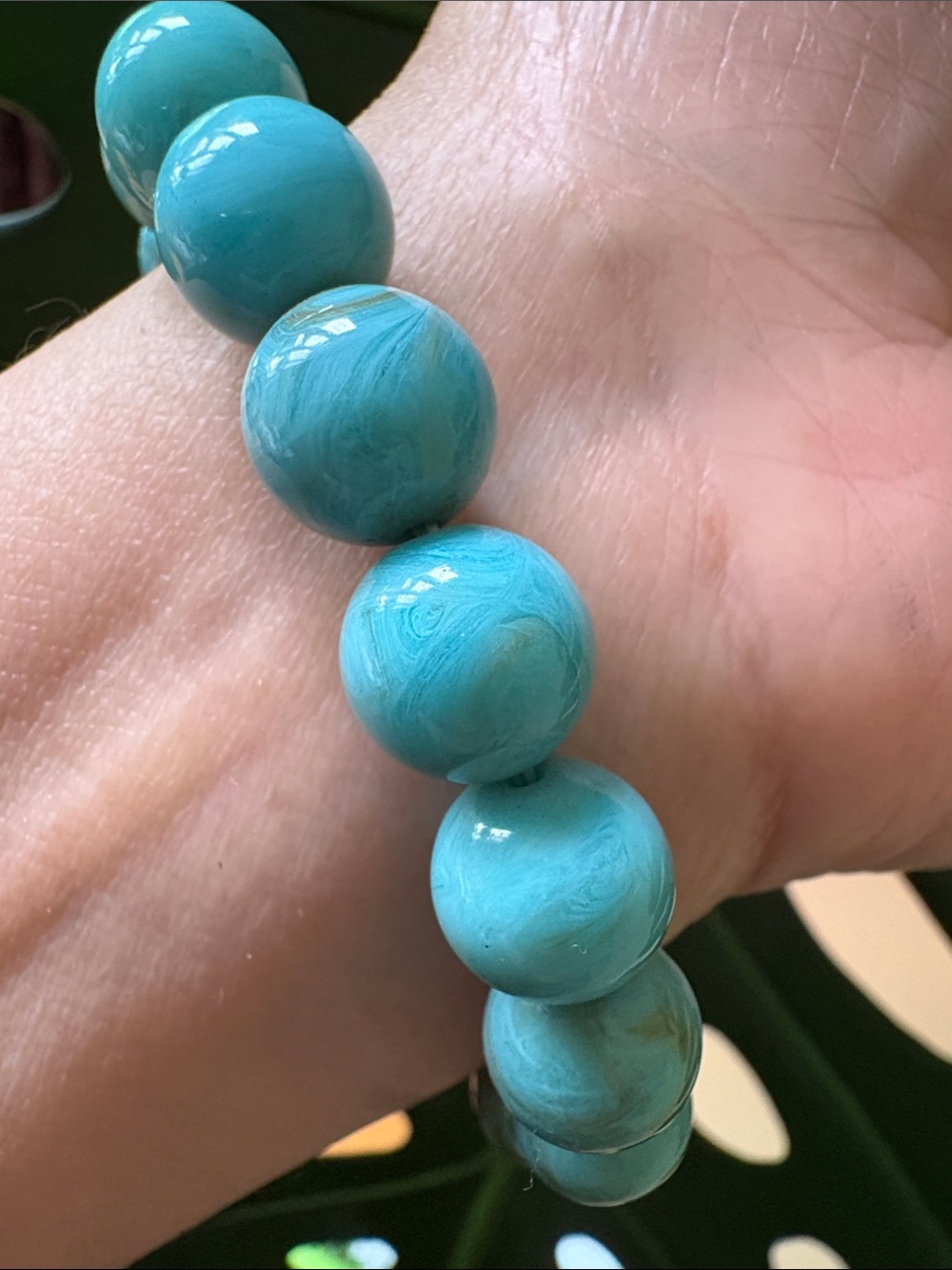 Turquoise blue colored Beaded Stretch Bracelet -#246